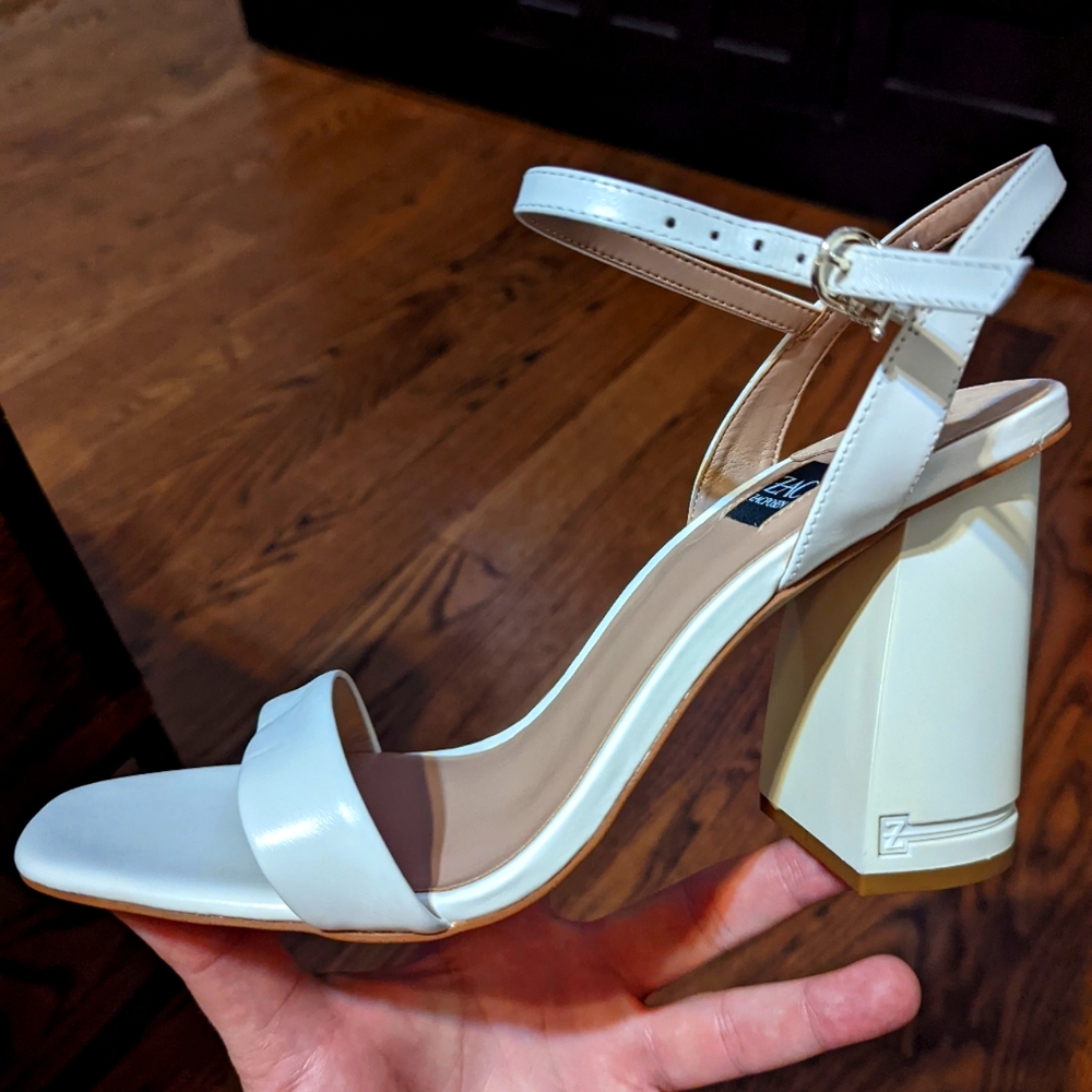 Zac Posen Vitex White Block Heel Sandals